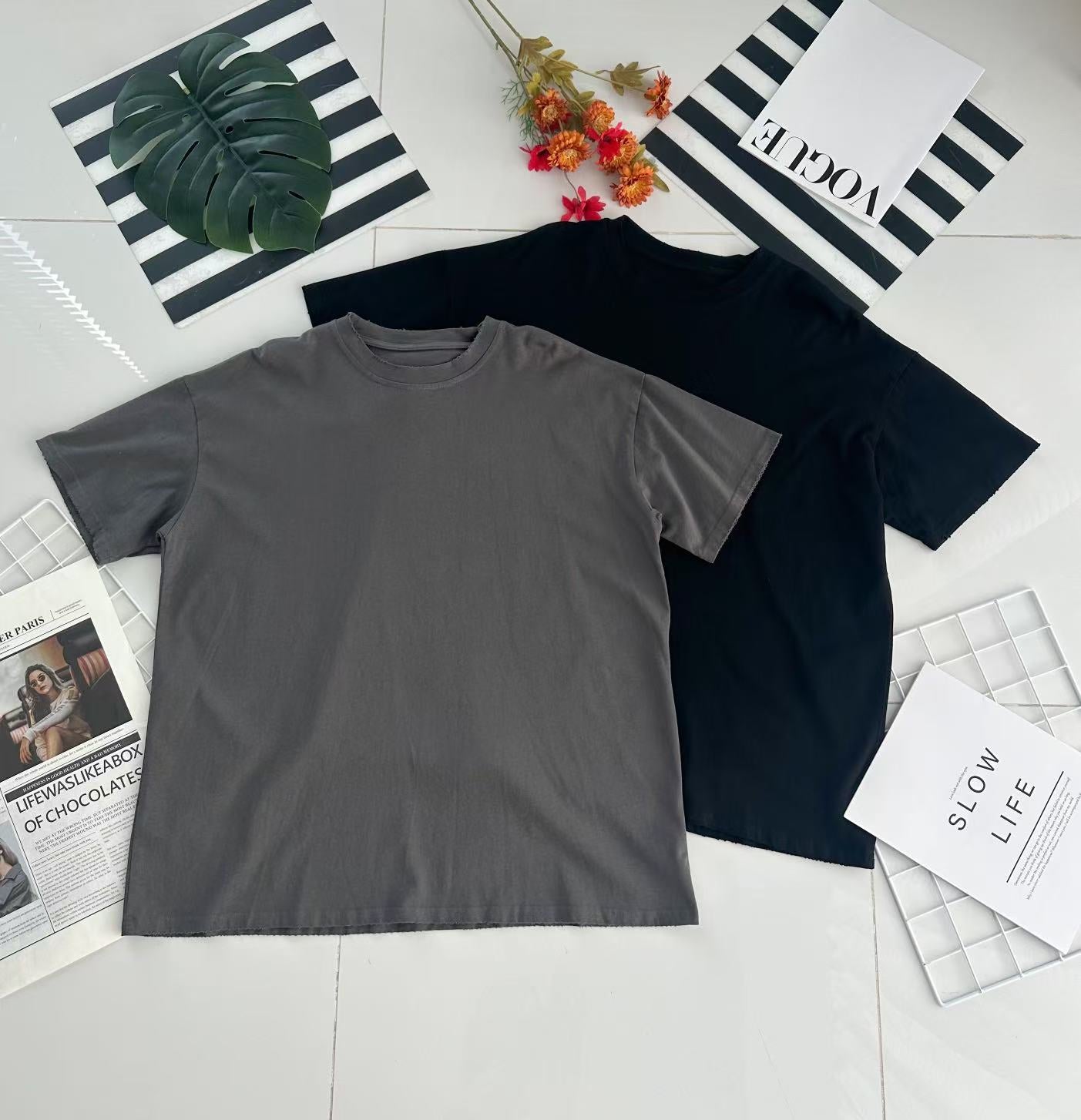 【O302051】韩版宽松圆领短袖纯棉OVERSIZE TEE