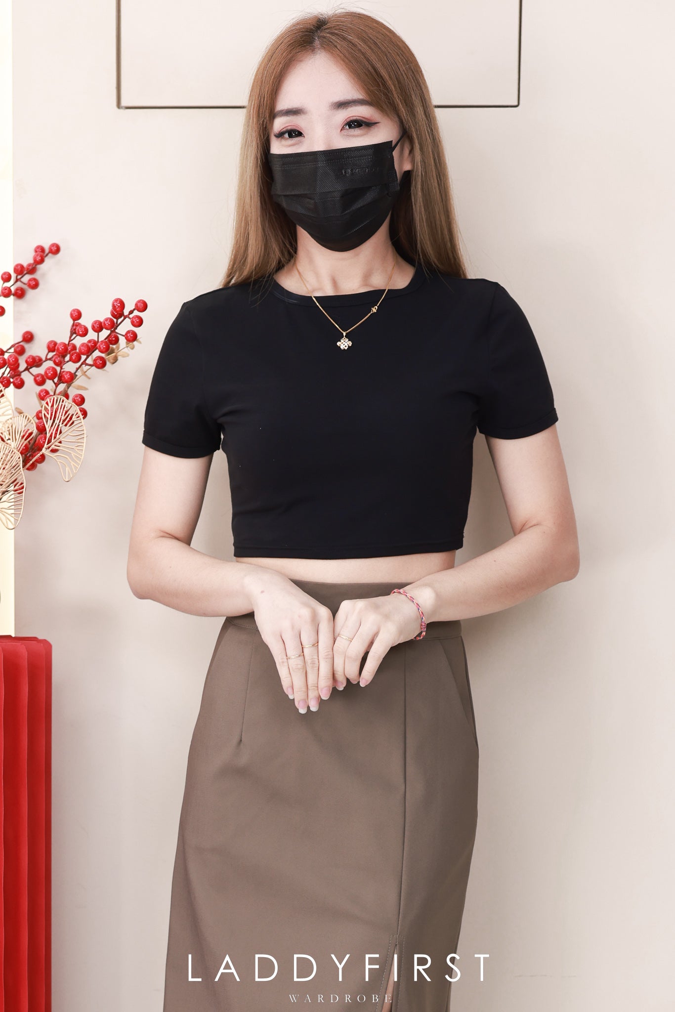 【L82962】高品质韩式修身显腰开叉设计锦棉OL高腰百搭长裙，有口袋 ❤️❤️