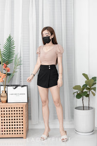 【T3337】💋特厚棉高质量百搭💋独家爆款韩版V领显瘦短款褶皱纯棉弹力百搭上衣 【B-R1-C3】