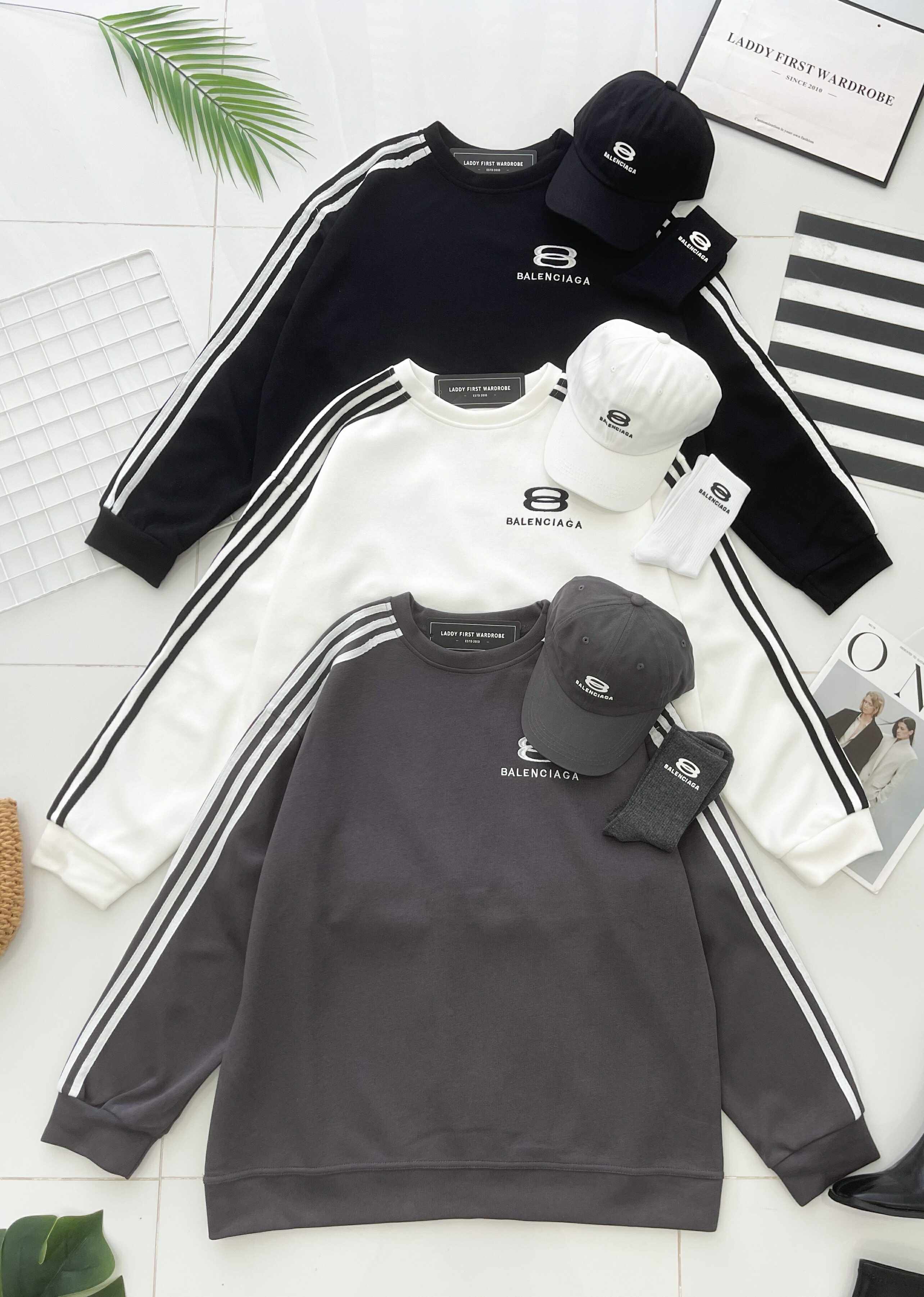 【O80112】高品质三件套男女同款厚实卫衣棉Oversized 潮流时尚长袖上衣 ❤️❤️ 上衣👕➕帽子🧢➕袜子🧦*