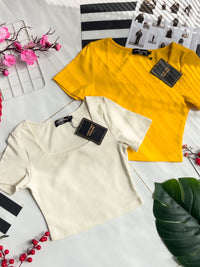 【T3450】独家爆款方领前双层短袖纯棉弹力简约休闲百搭上衣 ❤️❤️ 【B-R2-C2】