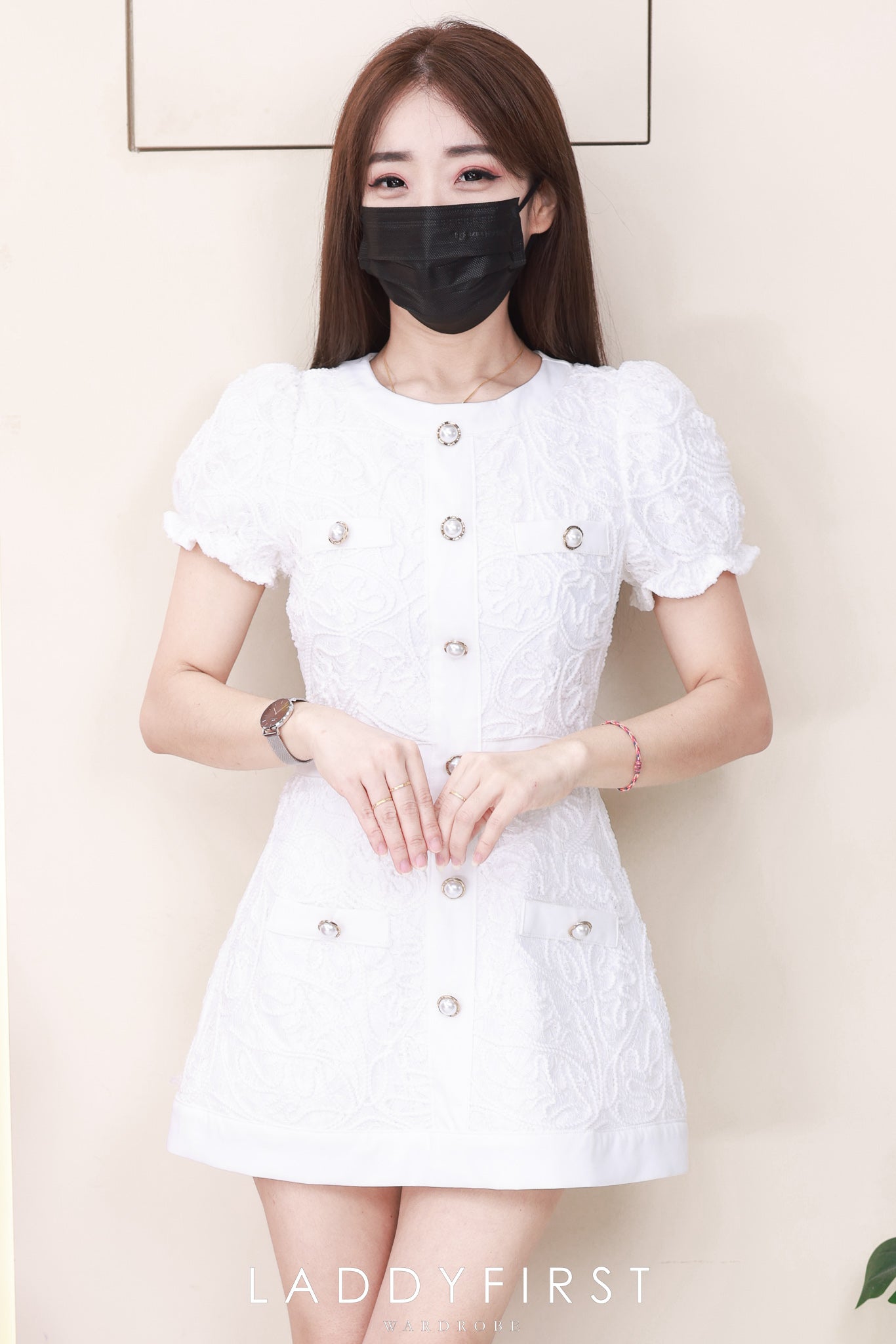【D3503】🌸 LFW独家小圆饼 🌸  高品质高端精致名媛轻奢水溶蕾丝身上裙子，内层有里布短裤 ❤️❤️【F-R1-C1】