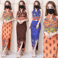 【SS6842-1】⚡补货预订款⚡高品质高级感复古BATIK旗袍套装 BATIK无袖旗袍上衣➕开叉边设计高腰BATIK裙子 ❤️❤️