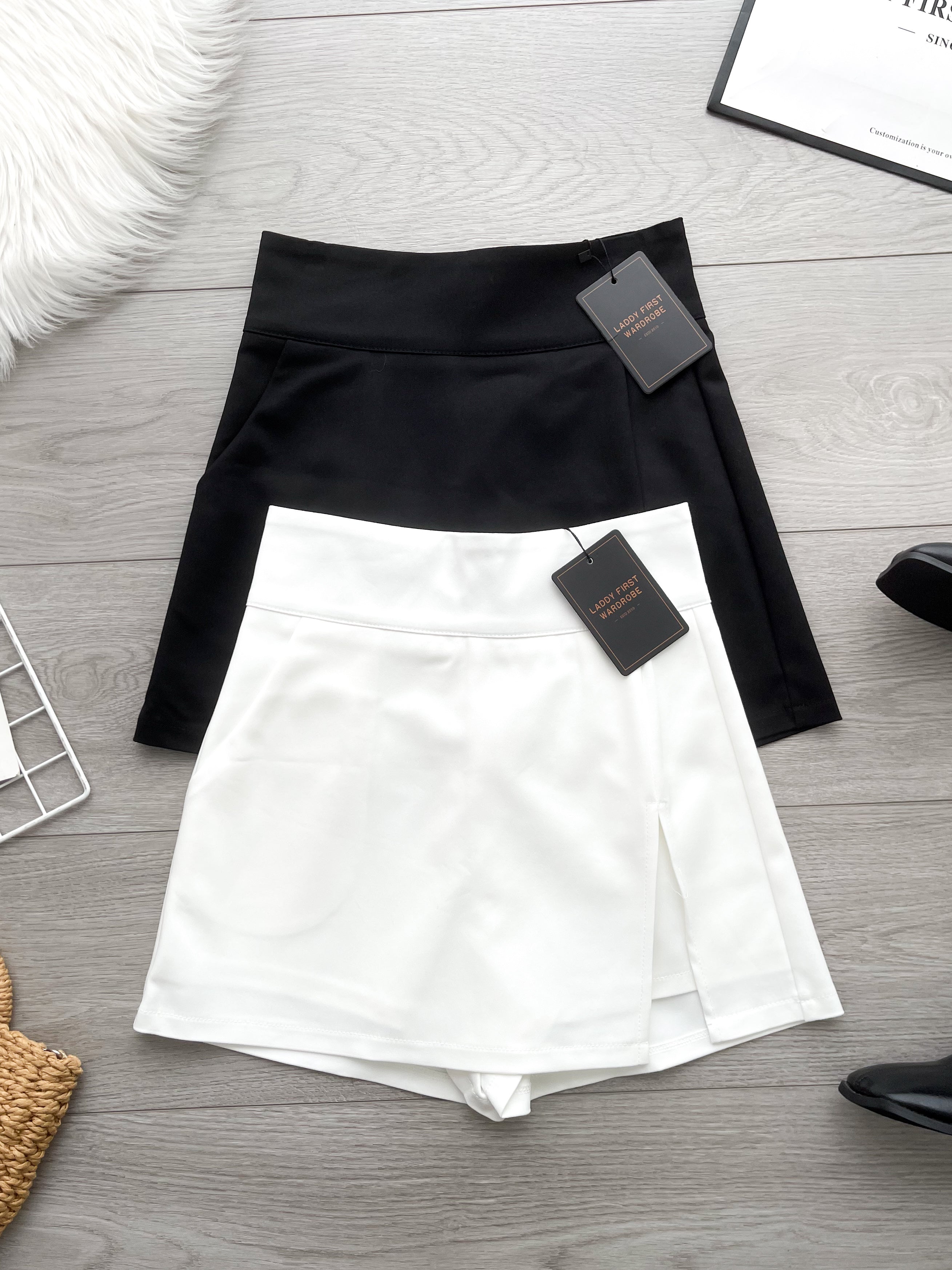 【S7991】高品质收腰显瘦A字西装开叉边高腰百搭裤裙，前裙后裤有口袋 ❤️❤️