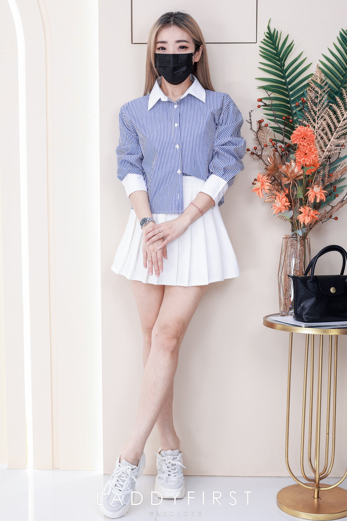 【T98511】高品质条纹撞色长袖衬衫百搭上衣 ❤❤