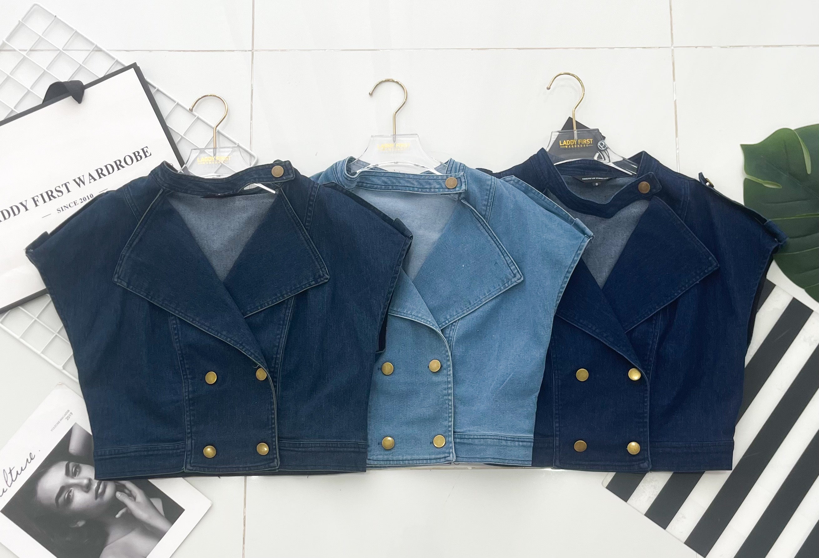 【JK520265】高品质气质出袖COTTON JEANS牛仔百搭上衣 ❤❤