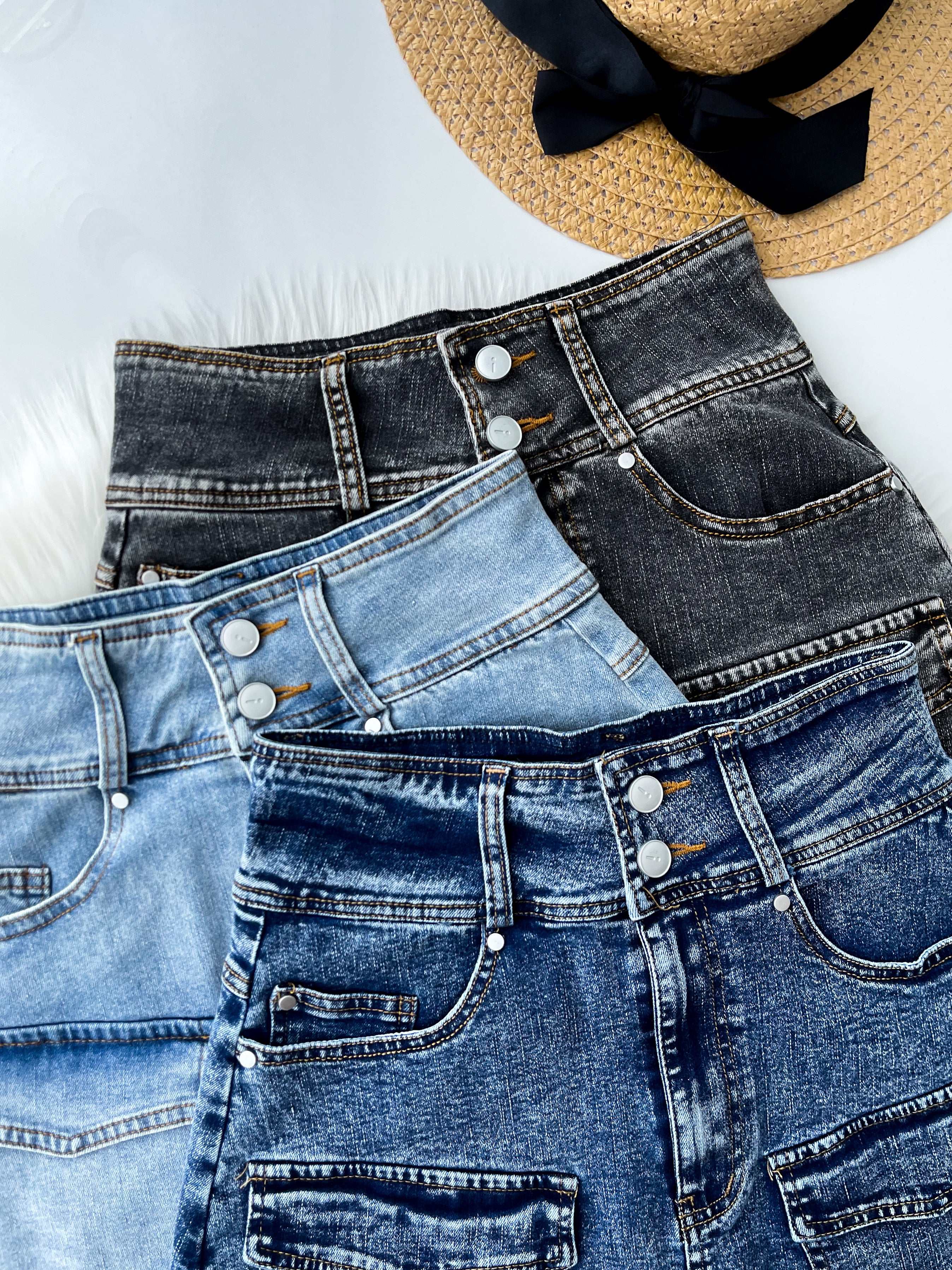 【S121476】高品质韩系显瘦A字 COTTON JEANS 牛仔高腰百搭裙子，内层有安全裤，有口袋 ❤️❤️