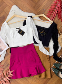 【S15032】高品质荷叶摆西装高腰裙子，内层里布短裤，有口袋 ❤️❤️