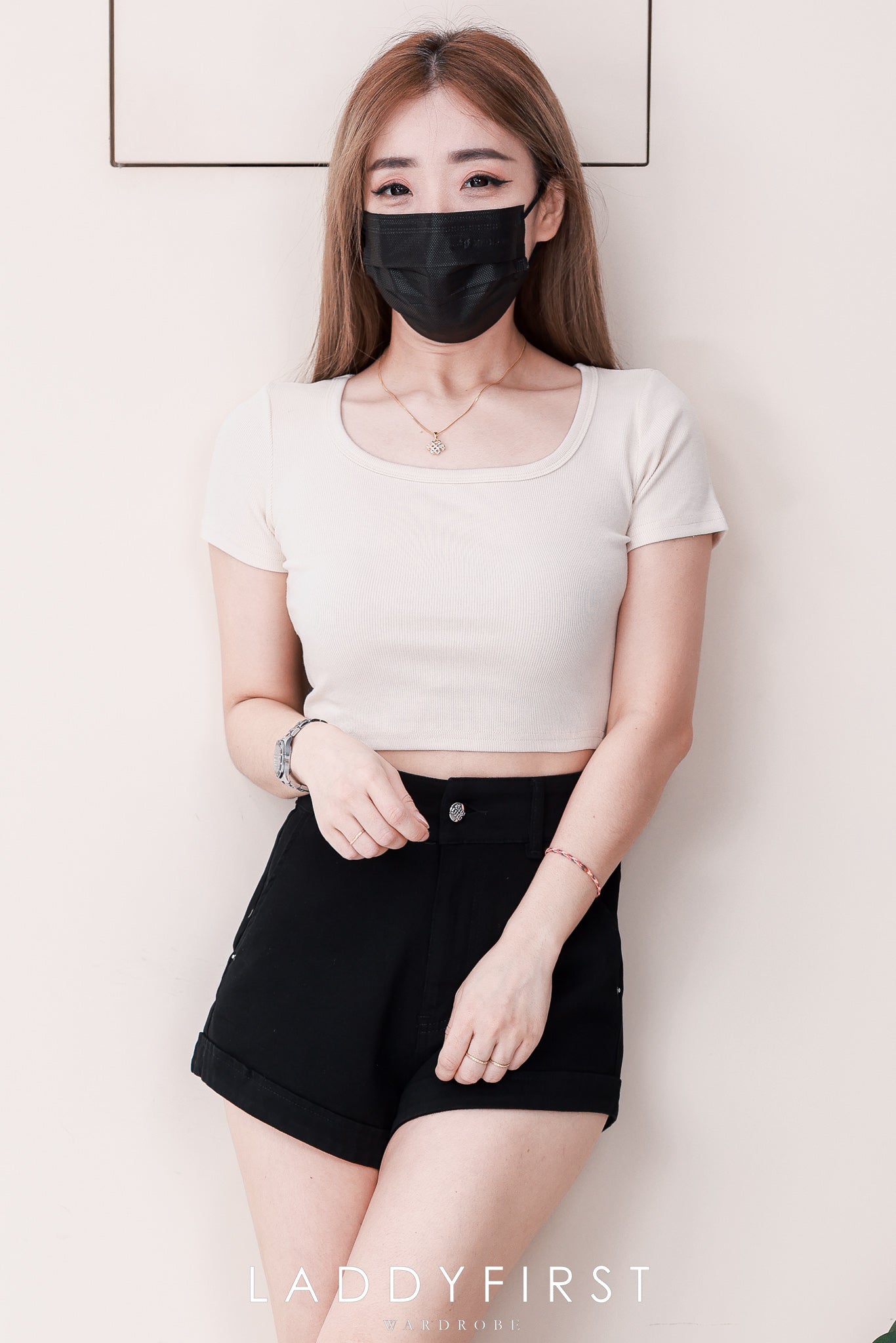 【T82067】高品质螺纹超弹力方领短袖短版百搭上衣 ❤❤