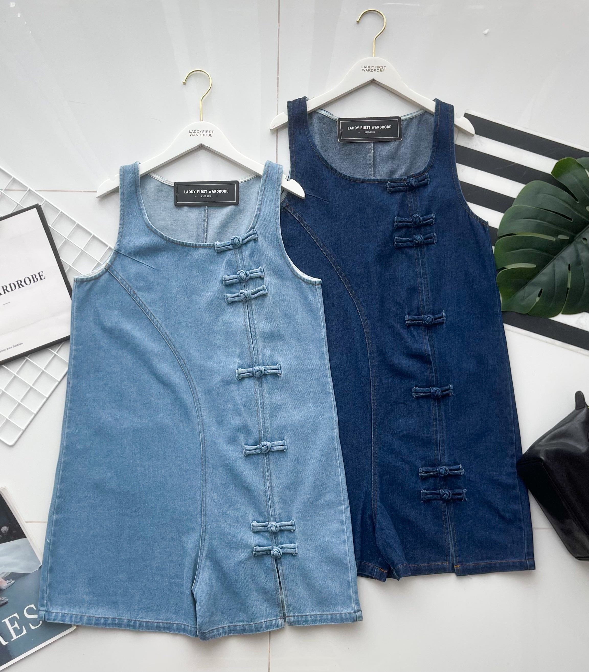 【D7701】高品质宽松港风减龄休闲复古风牛仔旗袍连身裙子 ❤❤【C-R1-C2】