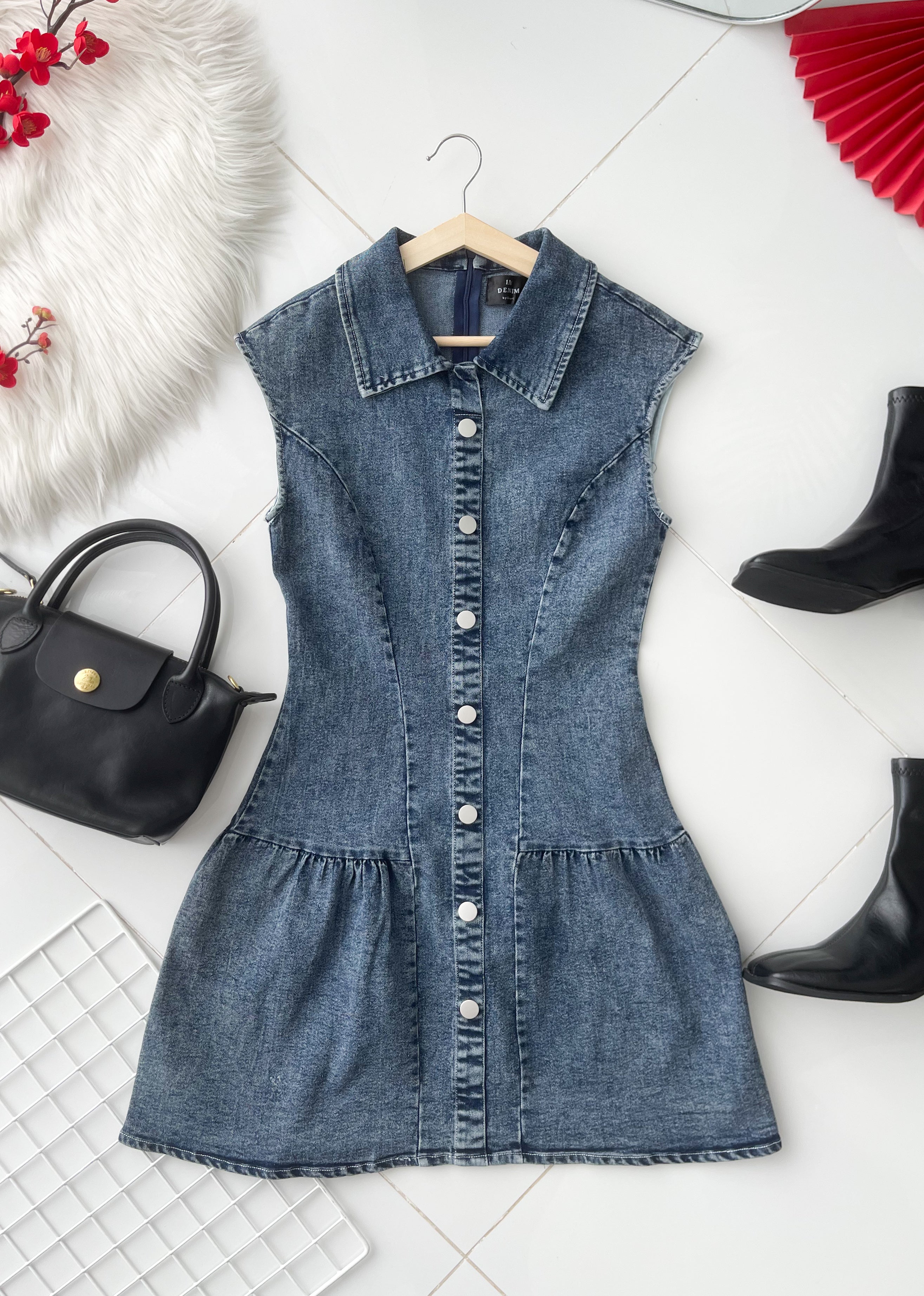 【D6755】高品质欧美时尚宽松版慵懒风牛仔连身裙子 ❤❤【A-R1-C6】