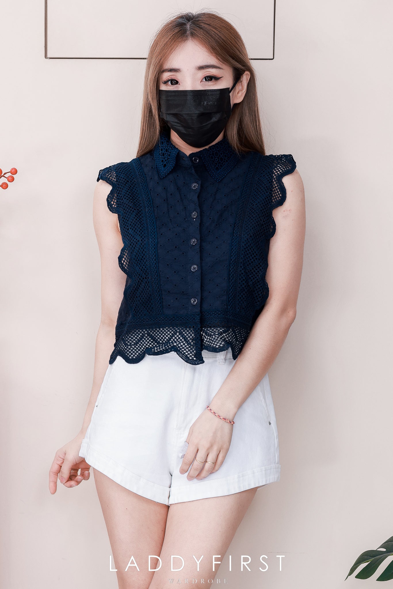 【T6794】高品质方领波浪边桐花上衣 ❤❤