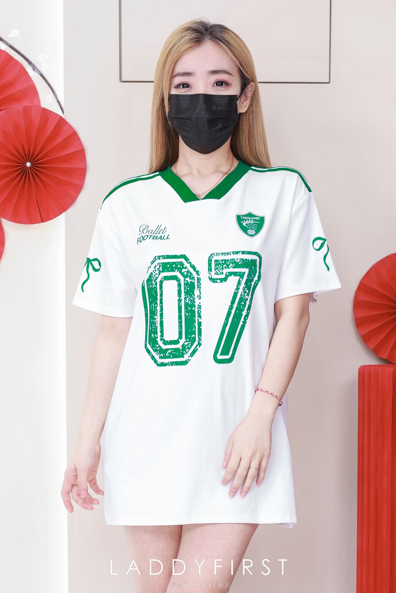 【T14038 / 8988】高品质拼色V领纯棉弹力宽松版球衣Oversized 百搭上衣 ❤️❤️