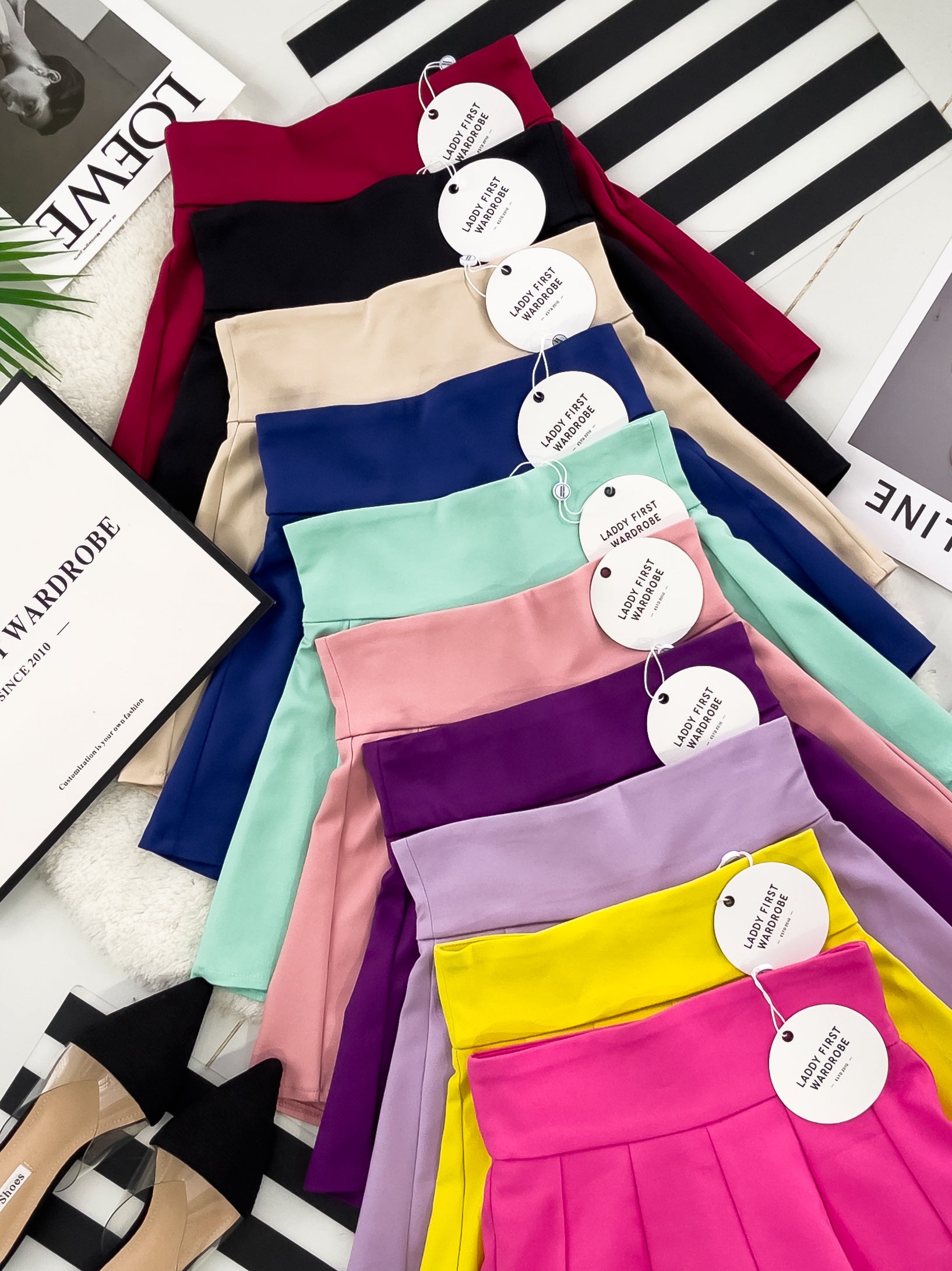 【S3380】【LFW独家小圆饼】高品质阔腿蓬蓬百褶显腰西装高腰百搭短裤，内层包臀防走光里布短裤 ❤️❤️【A-R3-C3】