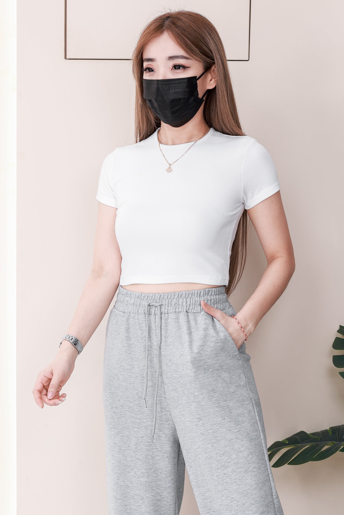 【L8819】高品质卫衣棉质松紧腰弹力阔脚休闲百搭运动长裤，有口袋 ❤❤