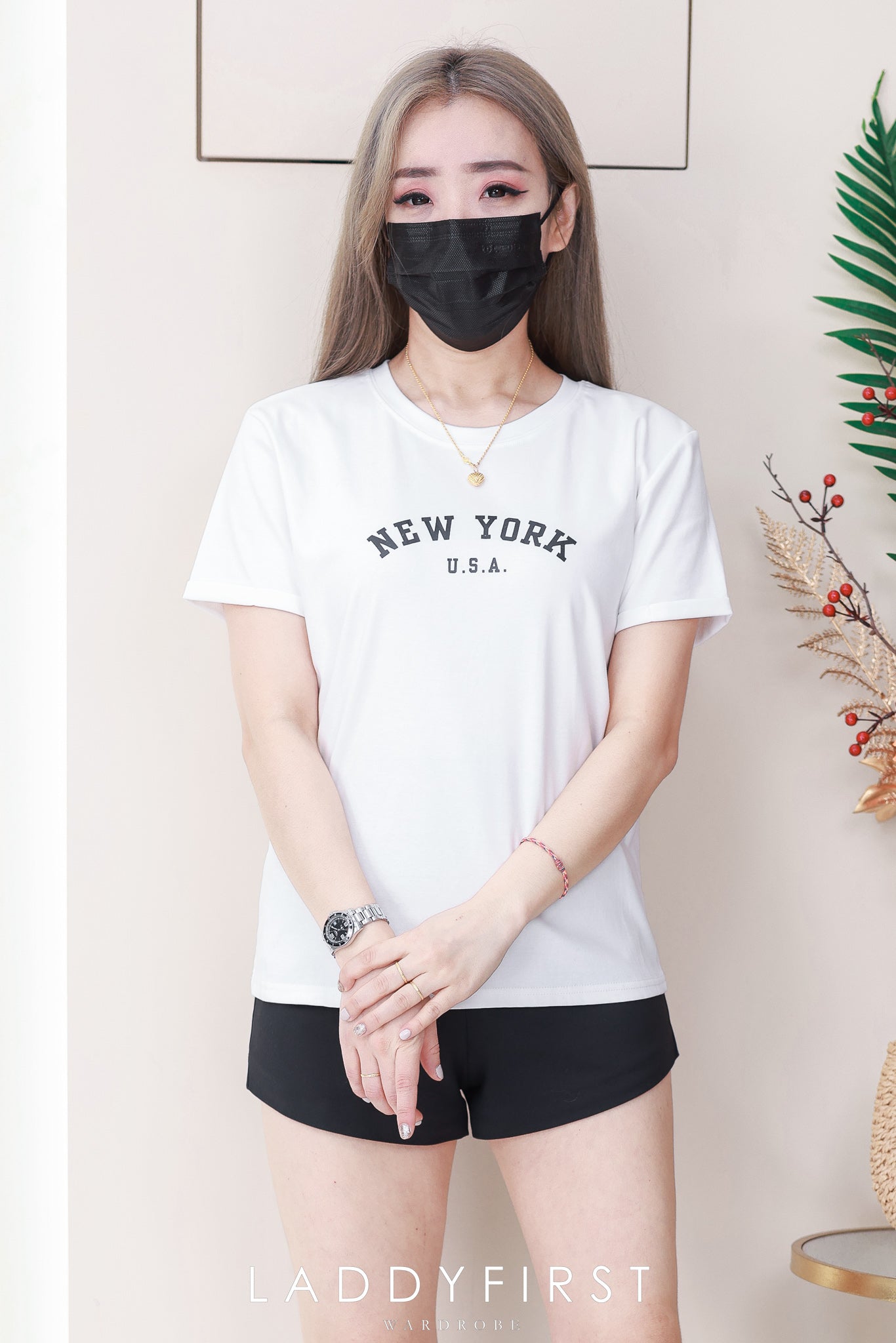 【T82306】SEPTEMBER TEE U领短袖纯棉弹力舒服好穿日常百搭上衣