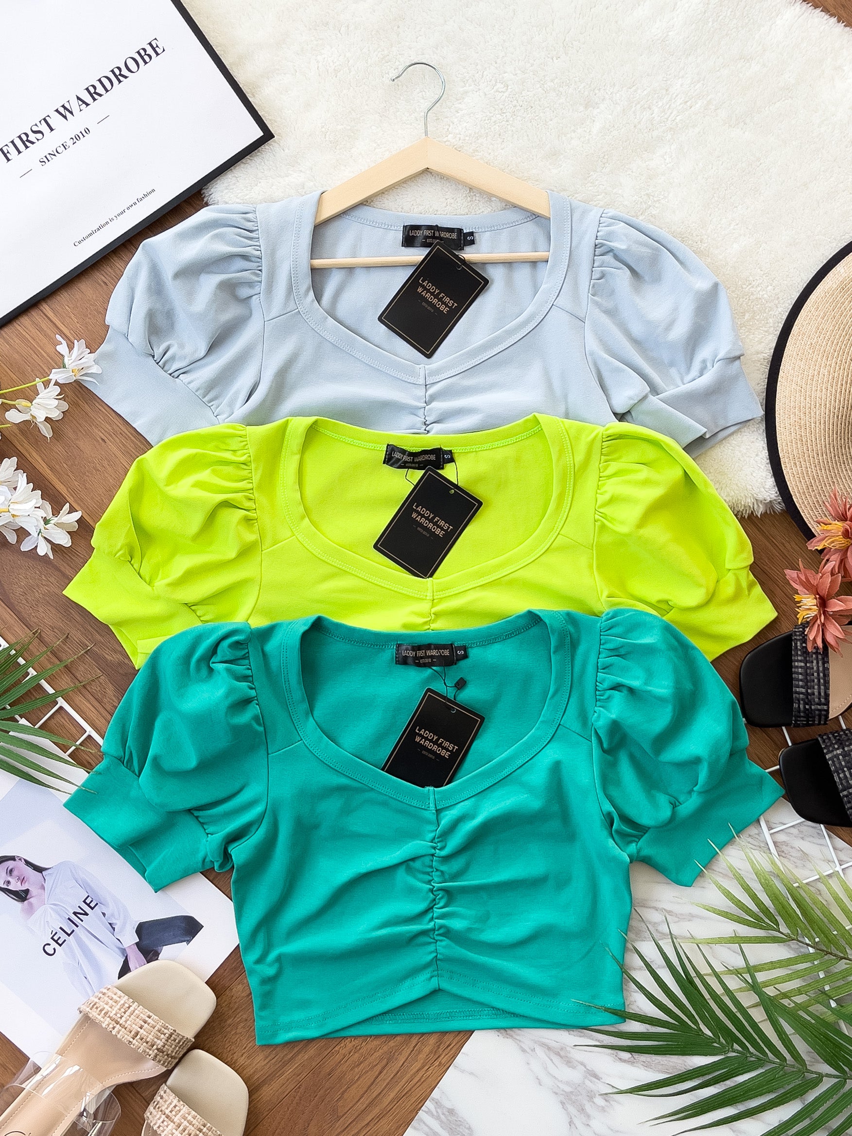 【T3337】💋特厚棉高质量百搭💋独家爆款韩版V领显瘦短款褶皱纯棉弹力百搭上衣 【B-R1-C3】