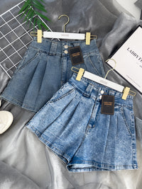 【S3439】【独家小圆饼】高品质COTTON JEANS牛仔弹力百褶设计牛仔高腰百搭短裤，有口袋 ❤️❤️ 【A-R1-C6】