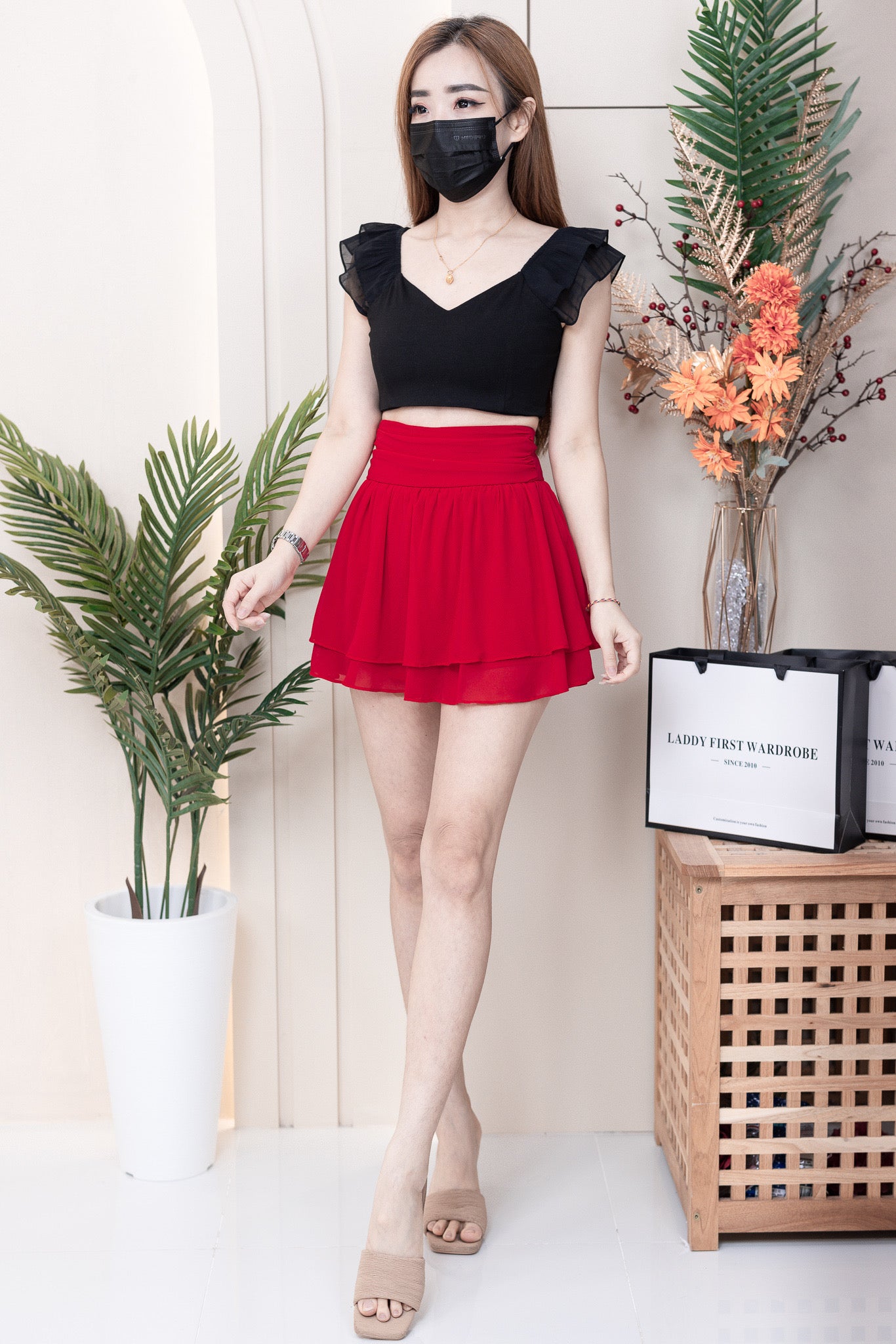 【S681131】‼️爆单王再次到货‼️【独家小圆饼】高质量西装拼雪纺蓬蓬高腰裙子【A-R3-C4】