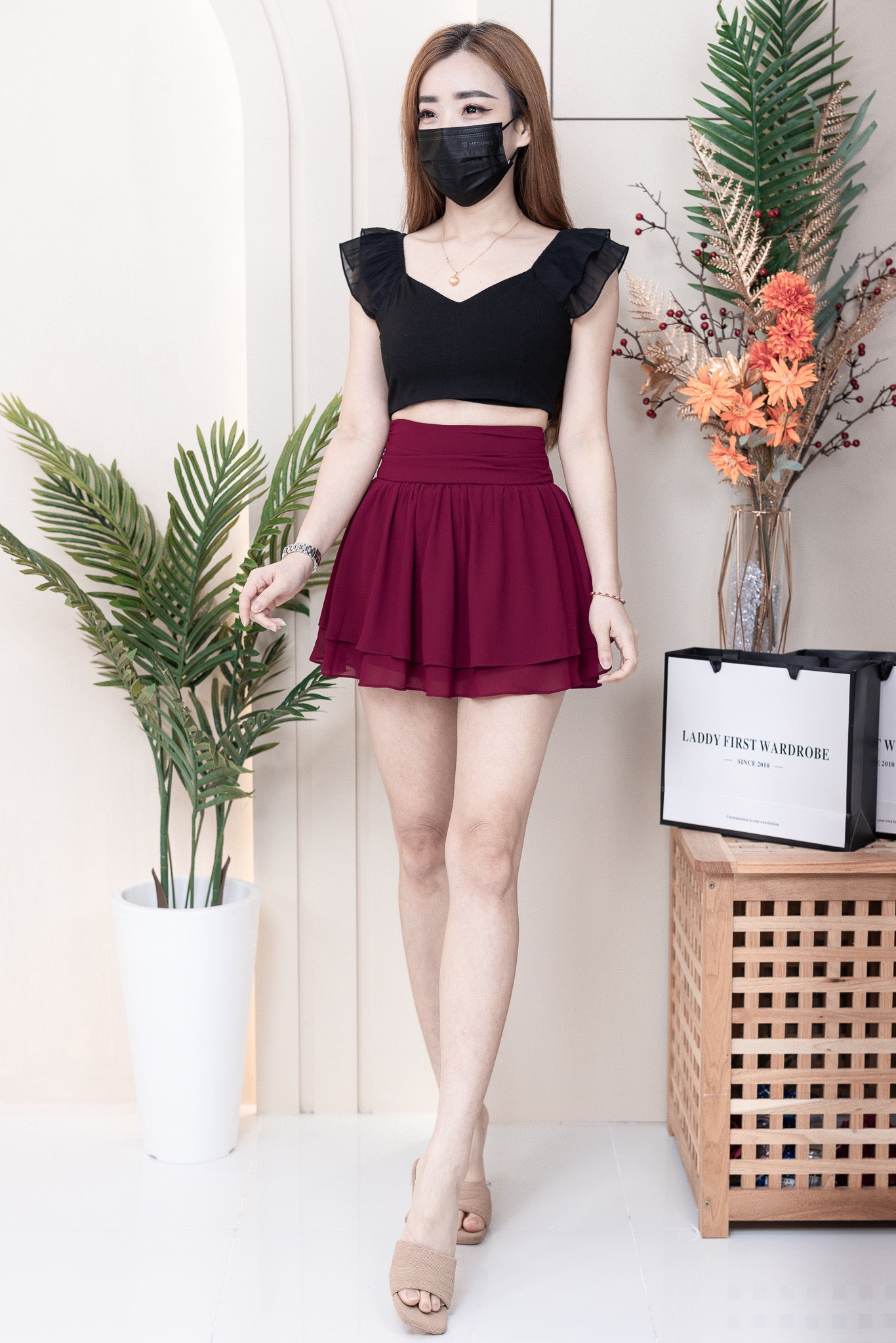 【S681131】‼️爆单王再次到货‼️【独家小圆饼】高质量西装拼雪纺蓬蓬高腰裙子【A-R3-C4】