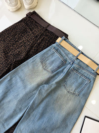 【L16569】✨现货✨ 高品质气质阔腿牛仔高腰长裤 , 有口袋 ❤️❤️