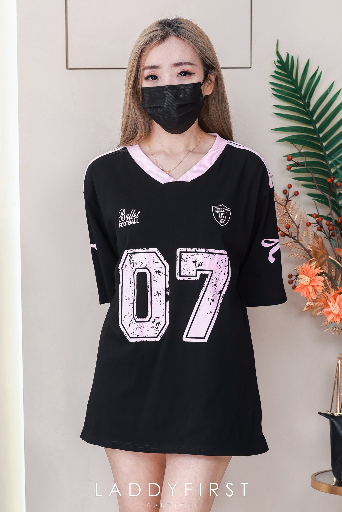 【T110906】高品质V领拼色07运动风纯棉弹力Oversized 日常休闲上衣 ❤❤ 【A-R3-C1】