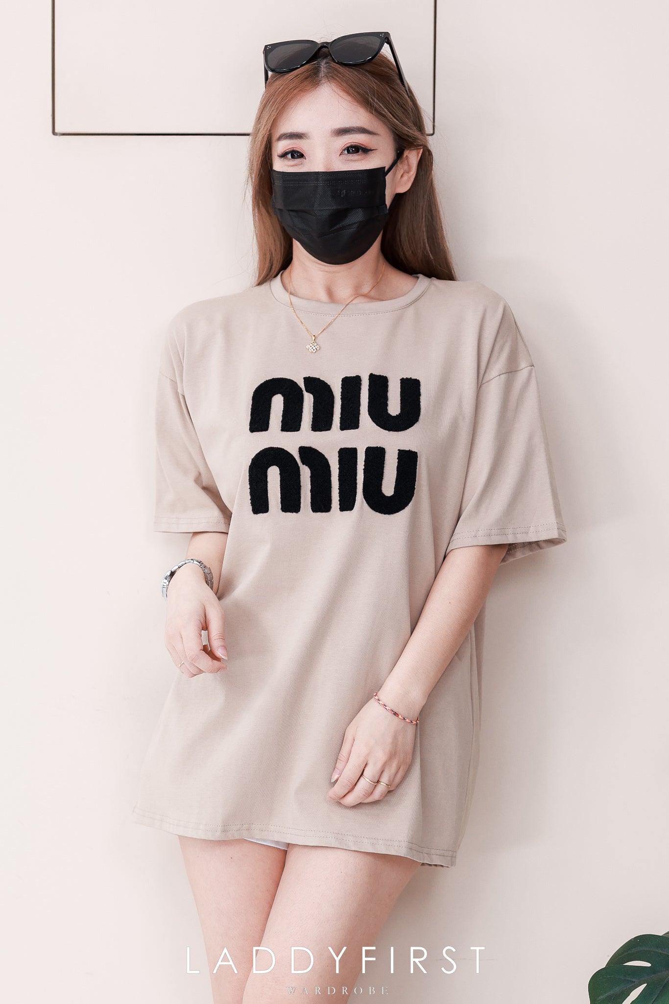 【O7603】毛巾绣字MIUMIU领短袖 Oversized 休闲上衣❤️❤️