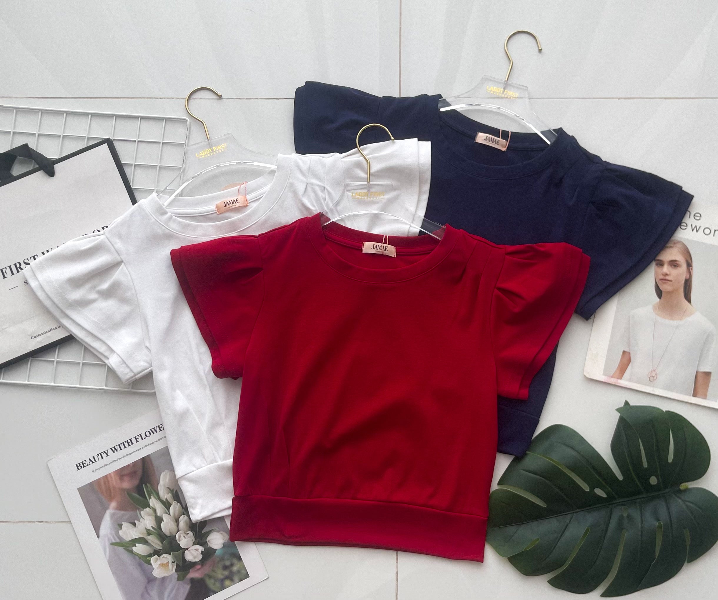 【T98665】高品质荷叶袖纯棉弹力百搭上衣 ❤❤