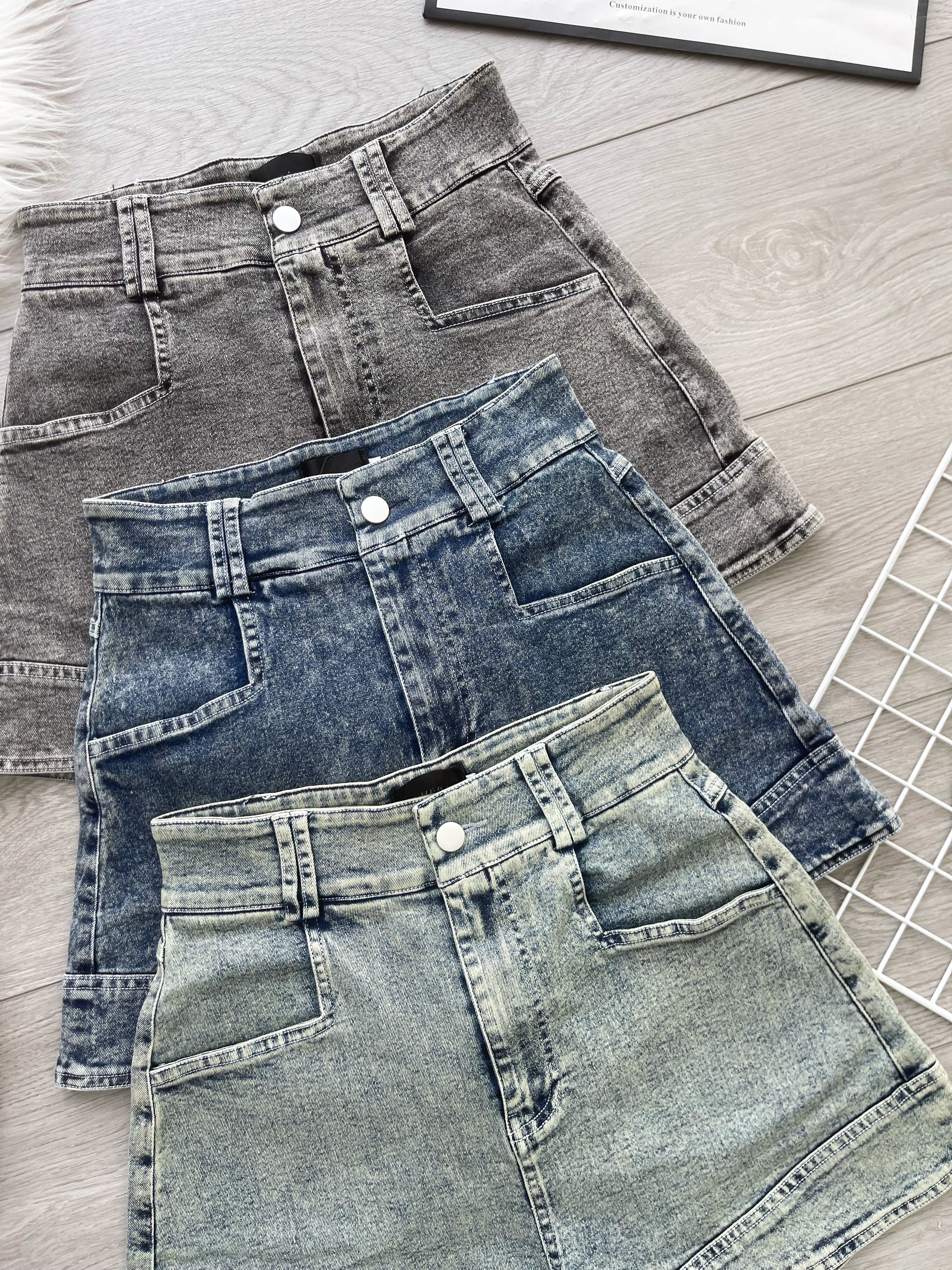 【S2653】高品质强推收腰显瘦雪花牛仔高腰百搭短裤，有口袋 ❤️❤️