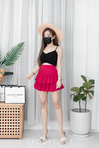 【T3358】V领小皱褶设计细带无袖纯棉弹力内搭上衣 ❤❤【A-R2-C2】