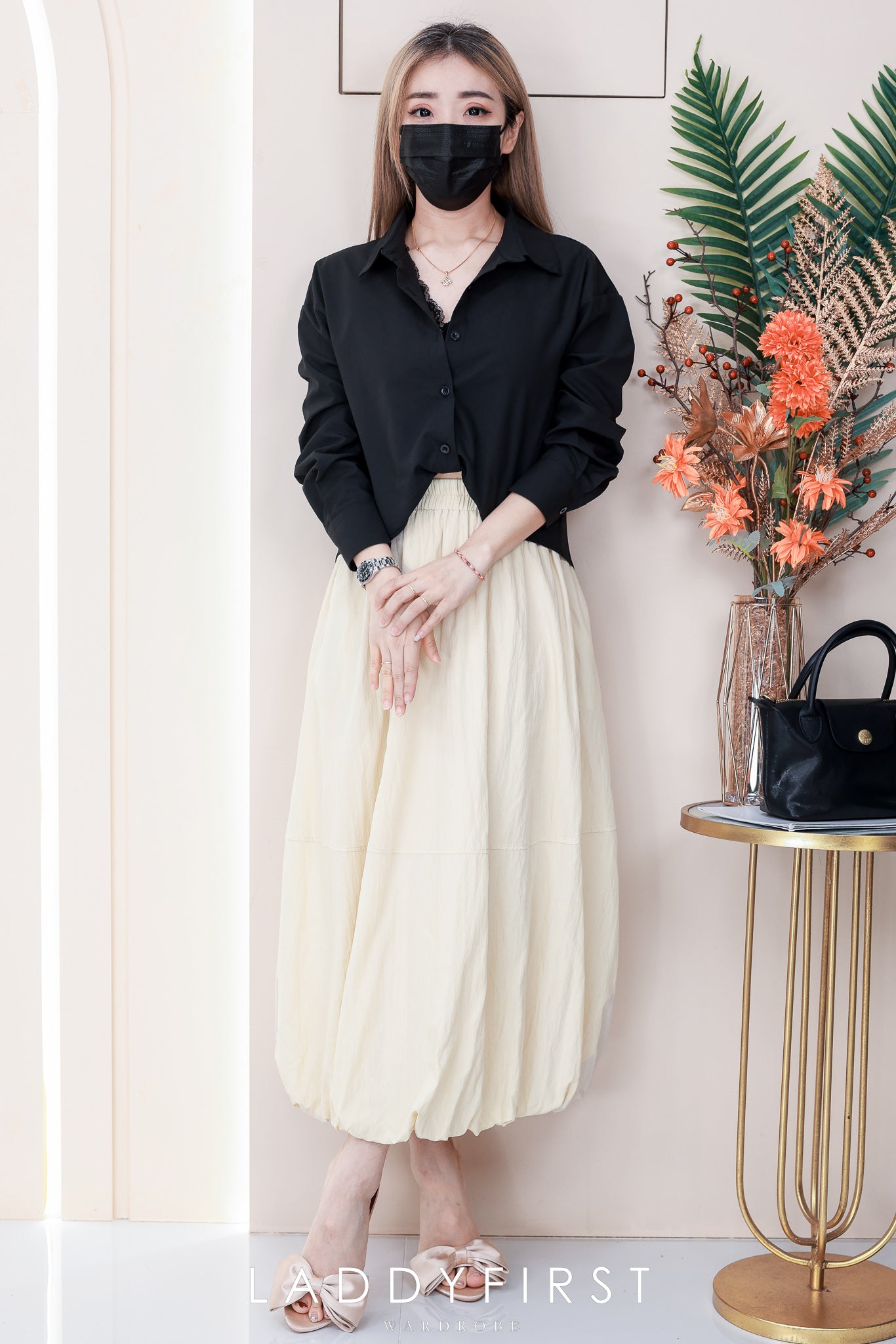 【T98352】高品质韩系假两件式前短后长长袖衬衫上衣 ❤❤