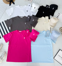 【O2088-2】高品质三件套男女同款圆领短袖polo刺绣Oversized 休闲上衣➕帽子➕袜子 ❤❤【A-RU7】