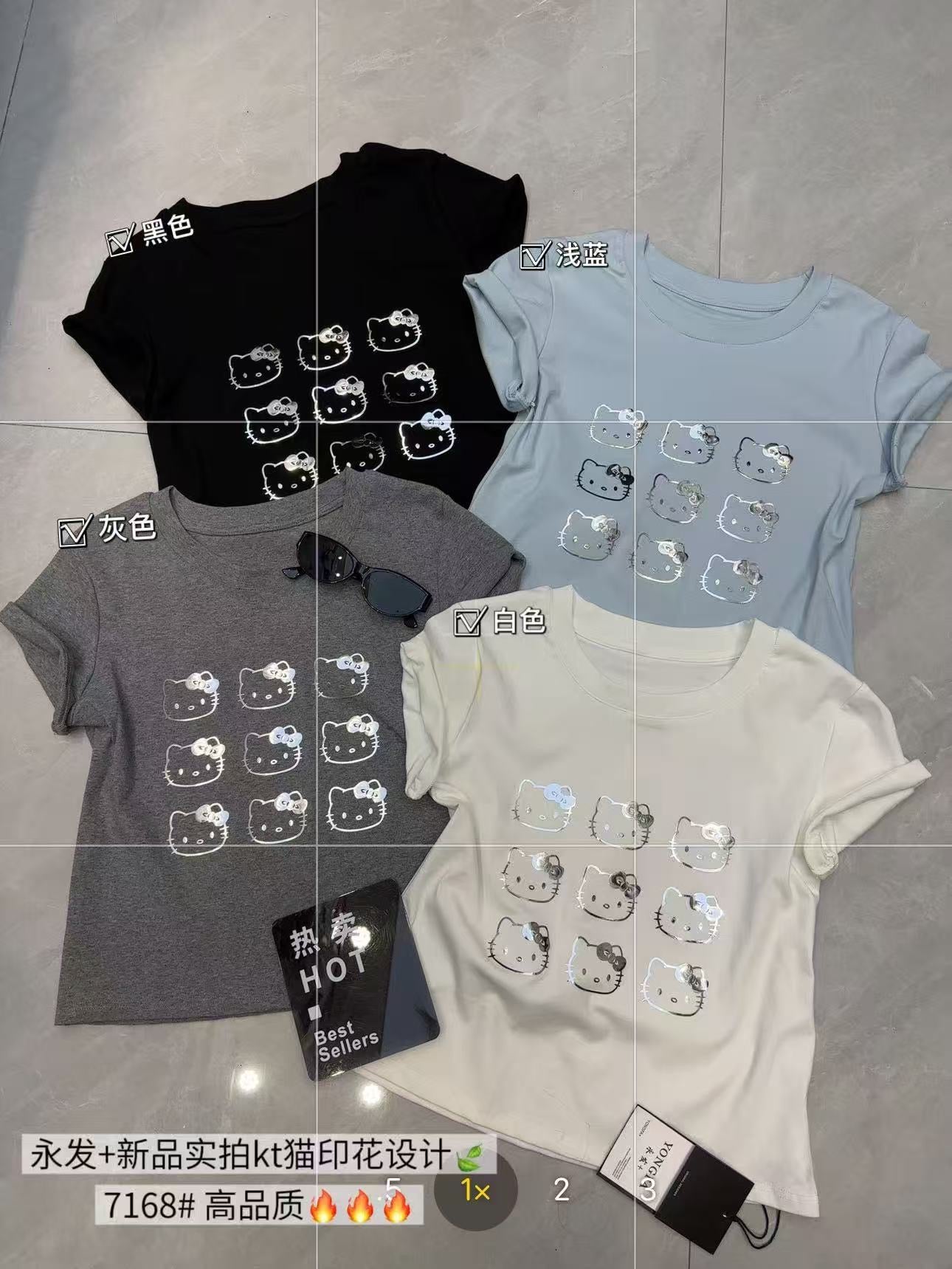 【T7168】✨现货✨高品质KT毛烫图印花设计百搭上衣 ❤️