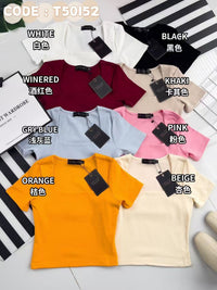 【T50152】LFW独家爆款高品质无痕双层方领短袖纯棉弹力简约日常百搭款上衣 ❤❤ 【A-R1-C3】