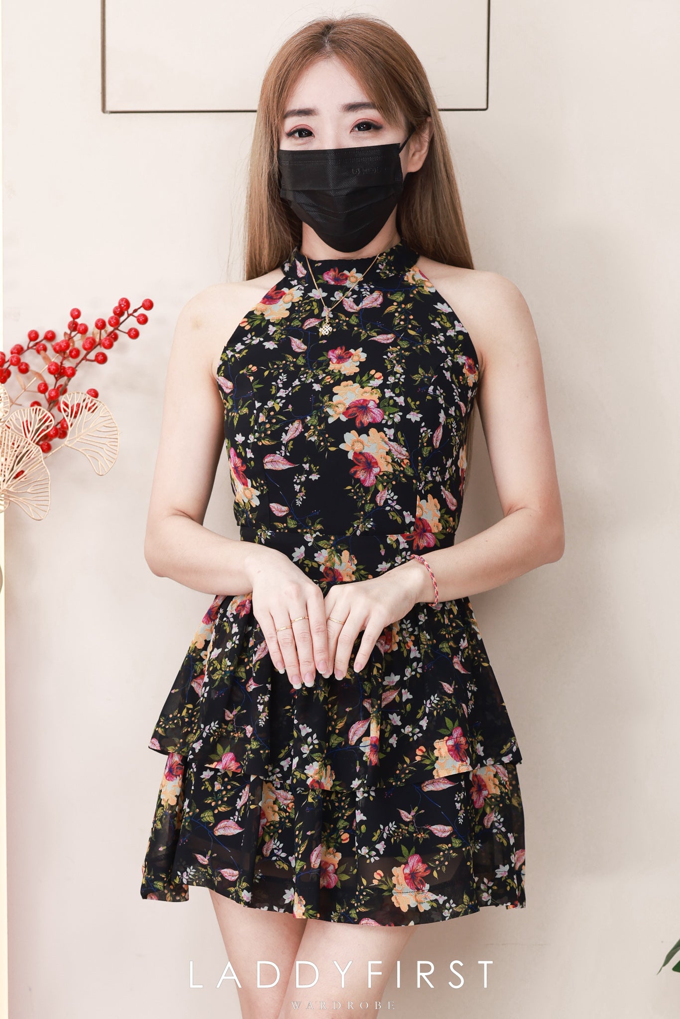 【SS8246831】高品质两件式雪纺碎花套装 雪纺碎花无袖上衣➕雪纺碎花蛋糕裙子，内层有里布短裤 ❤️❤️【B-R1-C5】