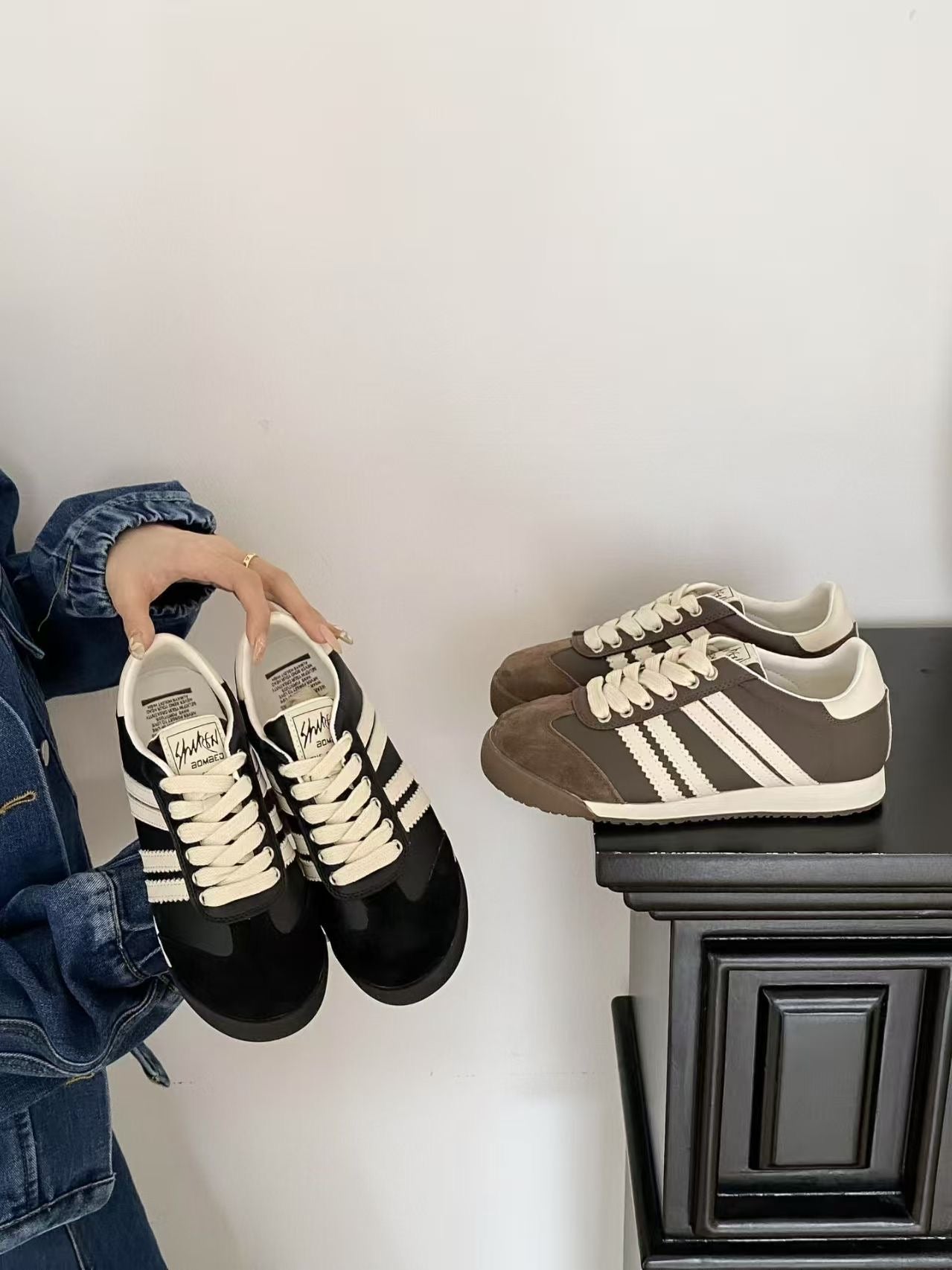 【R1002-1】🔅精选预售款🔅高质量韩系秀气带内增高经典款真皮德训鞋子 ❤️