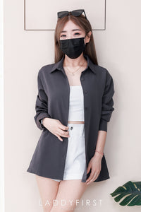 【T80340】＊订单不断＊ 独家爆款高品质韩式宽松版多巴胺色系翻领长袖西装衬衫上衣❤️【A-R1-C5】