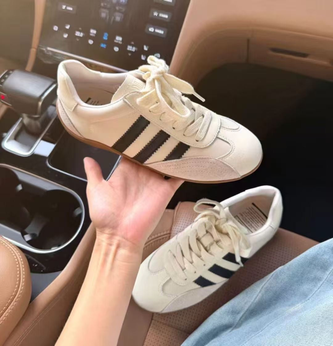 【R9135-3】🔅精选预售款🔅 高质量韩系街头风复古真皮经典三条杠阿甘鞋子 ❤️