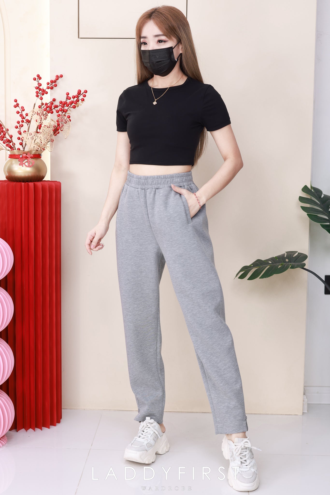 【L1191-1】⚡补货预订款⚡高品质空气棉松紧腰弹力运动休闲长裤，有口袋 ❤️❤️