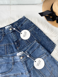 【S3524】独家爆款高品质牛仔COTTON JEANS简约显瘦显腿长百搭牛仔高腰裤裙，有口袋 ❤️❤️【B-R3-C1】