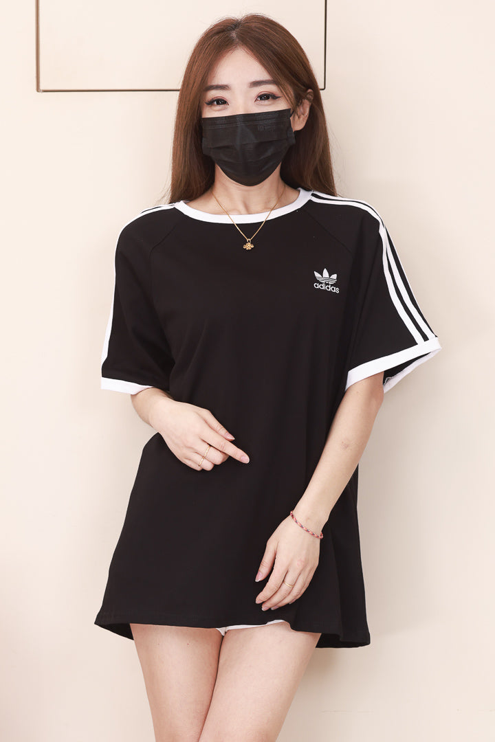【O8967】高品质圆领拼色刺绣三叶草运动风纯棉弹力Oversized 日常休闲上衣 #男女同款 ❤❤【H】
