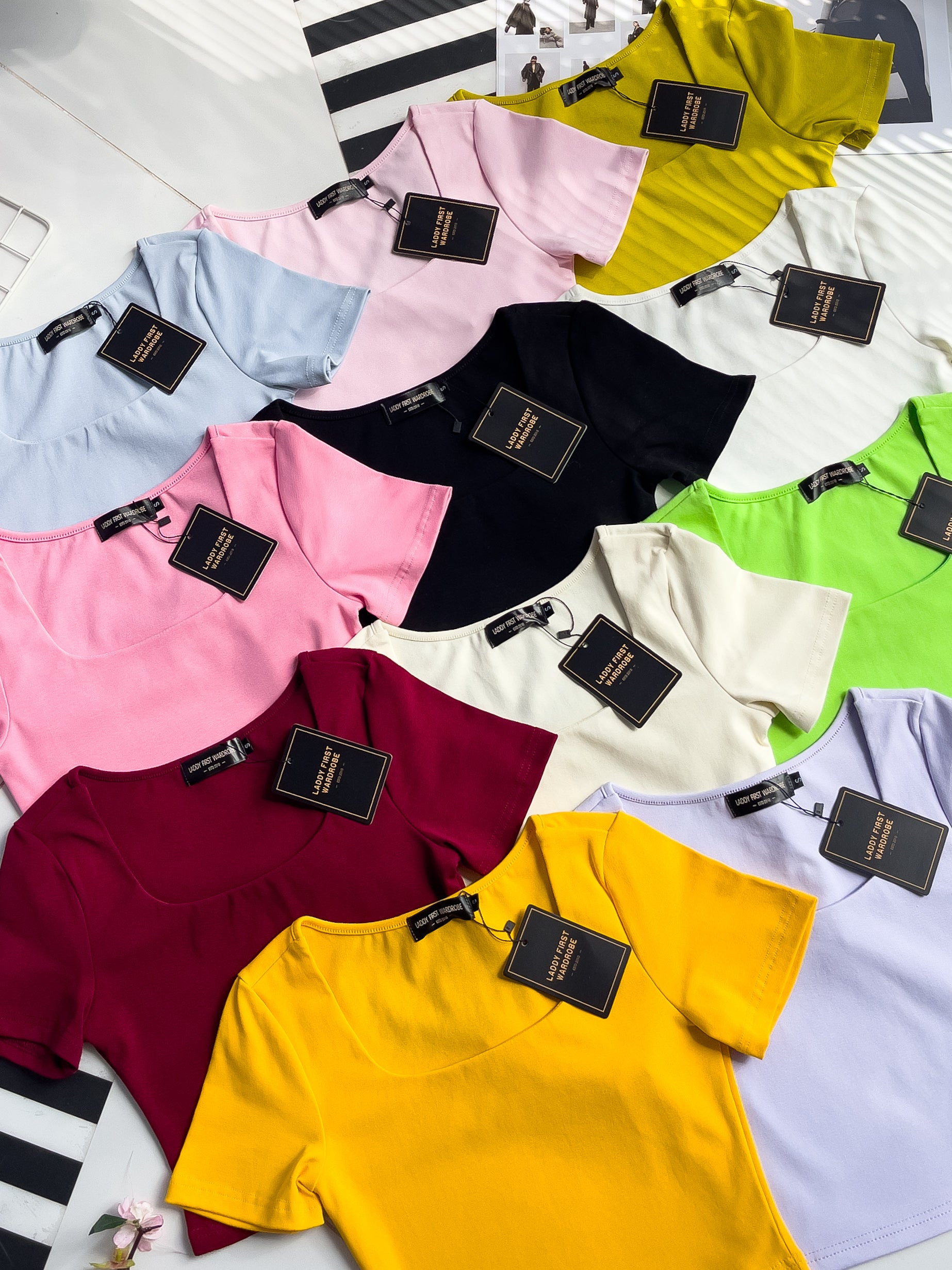 【T3450】独家爆款方领前双层短袖纯棉弹力简约休闲百搭上衣 ❤️❤️ 【B-R2-C2】