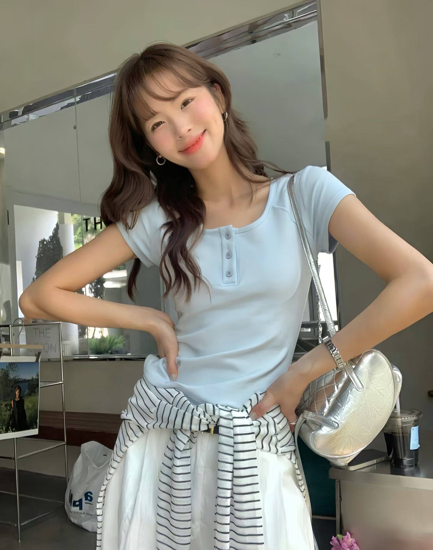 【DG7436】🇨🇳 中国代购 🇨🇳 高质量棉质纽扣Button领修身显瘦 Zara Tee ❤️【005】