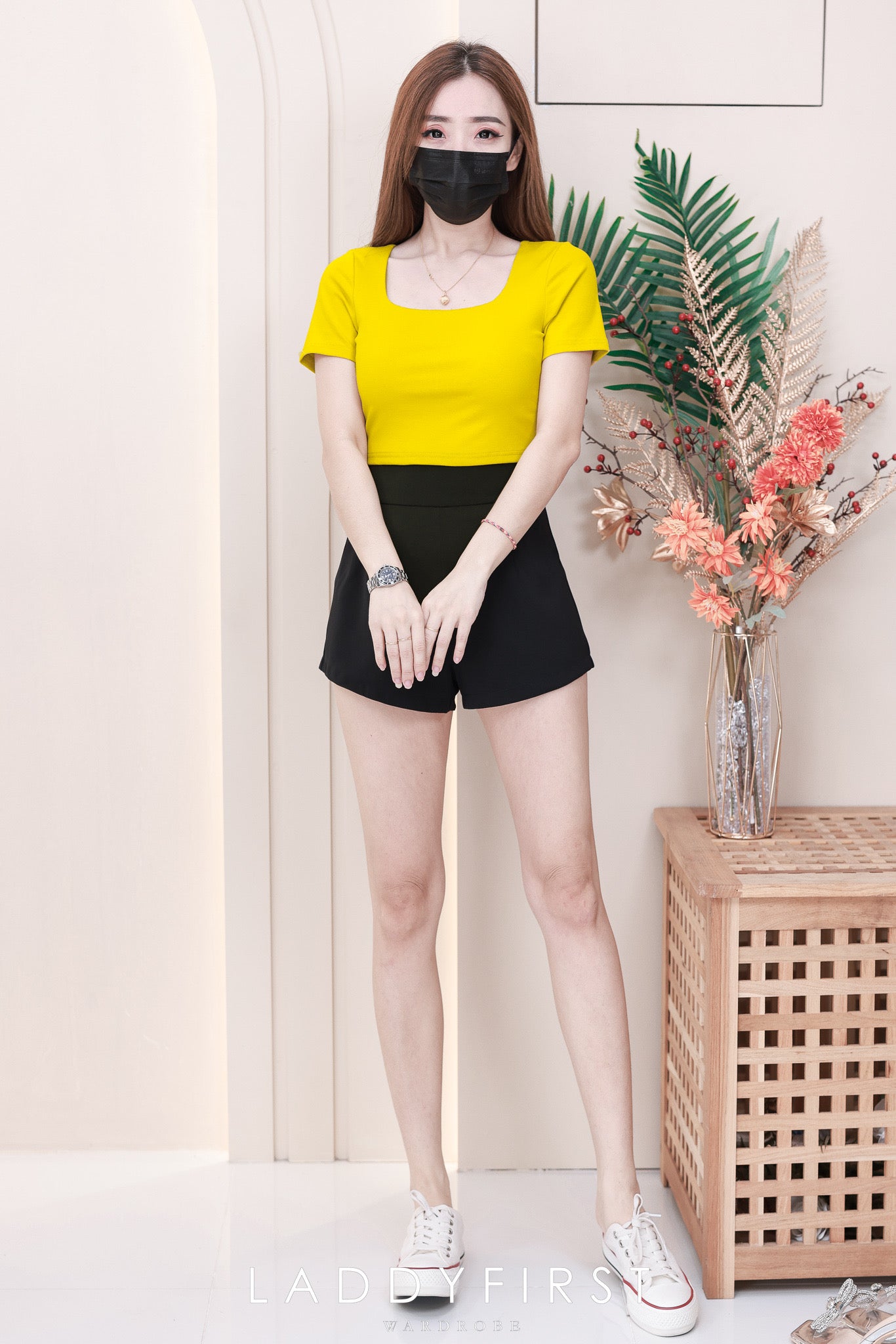 【T3371-2】LFW独家爆款 前双后单层无痕方领纯棉弹力百搭上衣 ❤❤