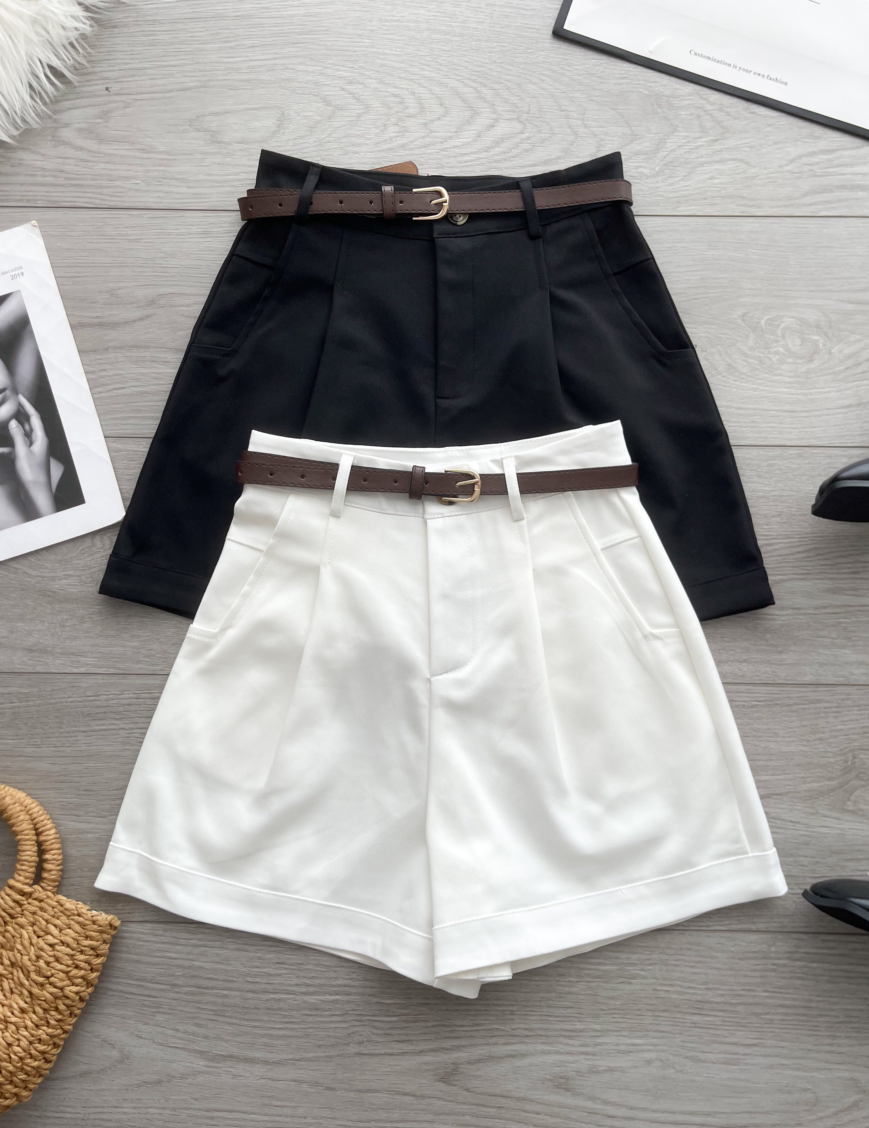 【S82532】高品质简约时尚西装高腰显瘦百搭短裤，搭配附送腰带，有口袋 ❤️❤️