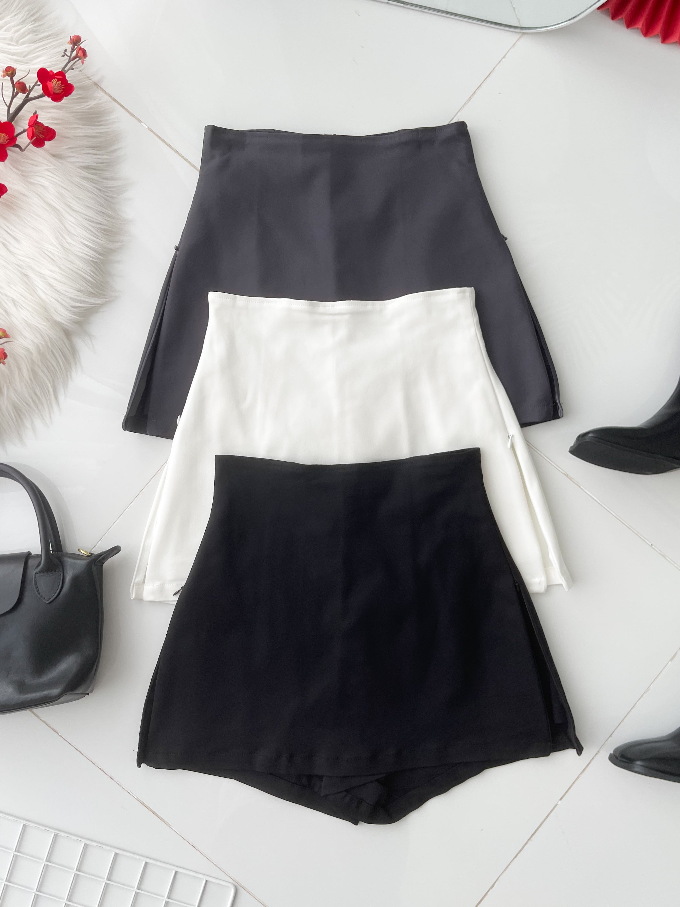 【S2320】高品质极简简约前后裙A字西装高腰百搭裤裙，两侧拉链开叉设计 ❤️❤️