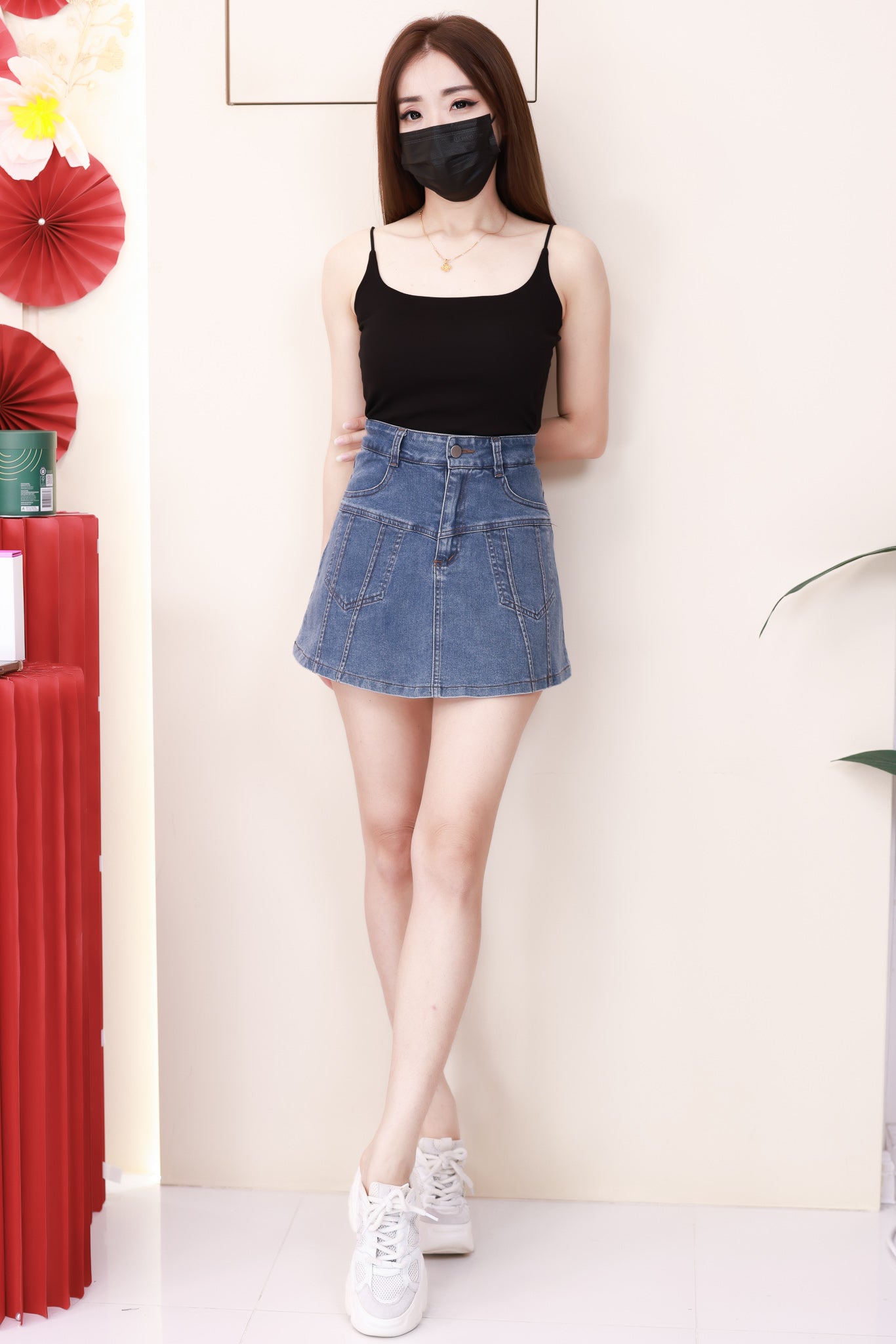 【S3524】独家爆款高品质牛仔COTTON JEANS简约显瘦显腿长百搭牛仔高腰裤裙，有口袋 ❤️❤️【B-R3-C1】
