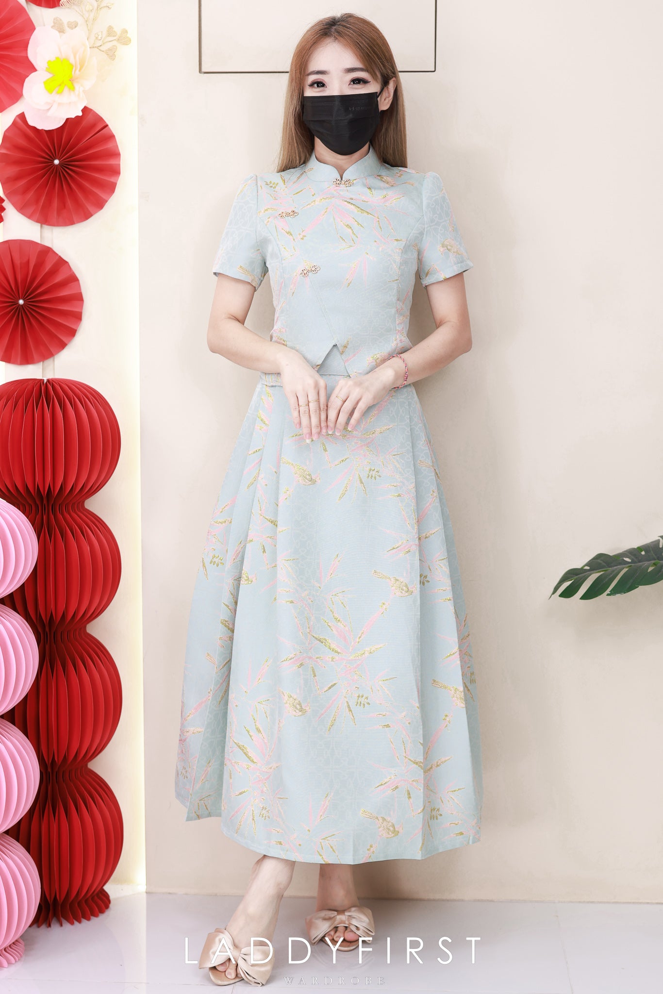 【SS614】【补厂家现货⚡⚡】高品质两件式高级感国风新中式马面裙提花旗袍套装 旗袍上衣➕马面长裙，有口袋 ❤️❤️