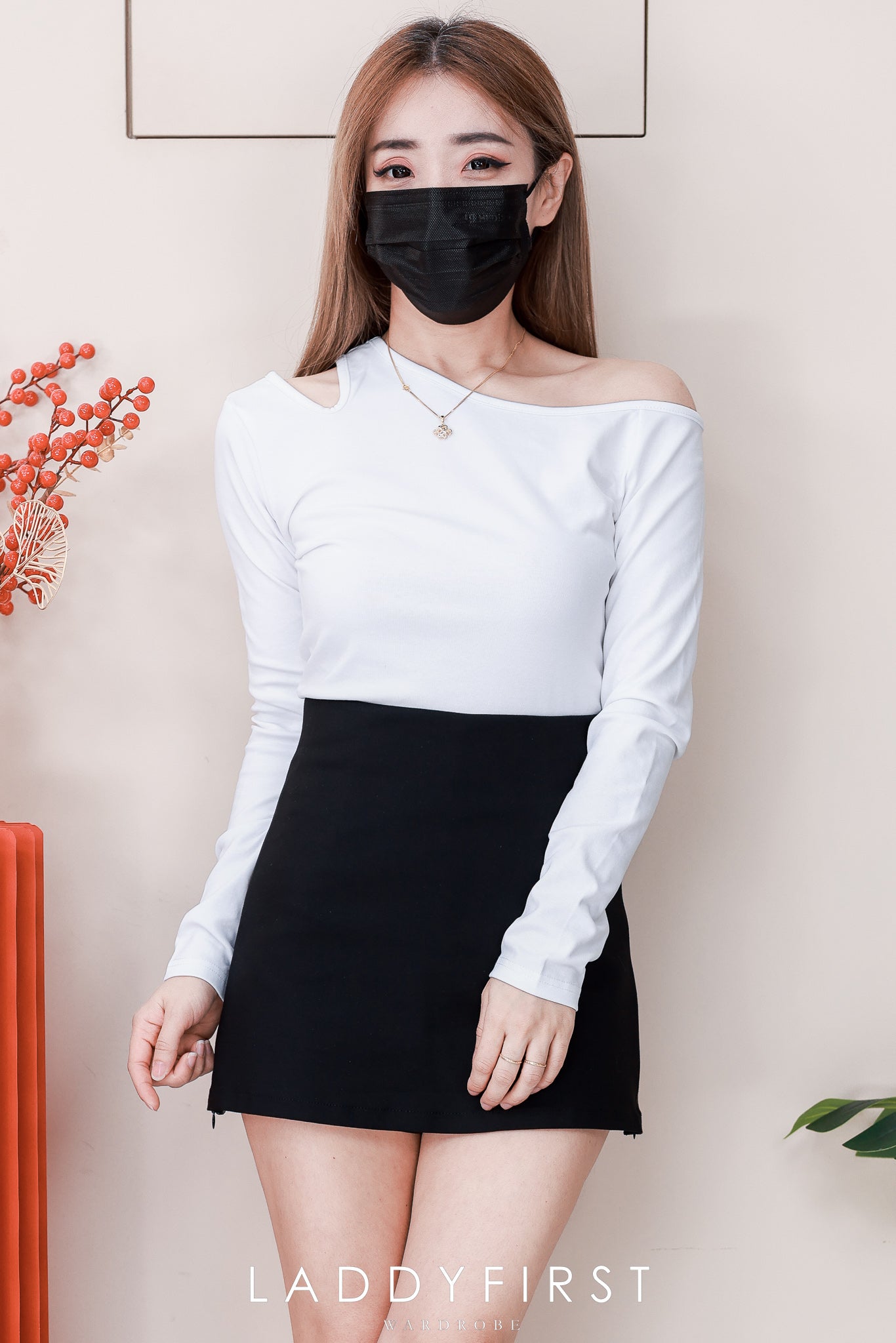 【T98879】高品质纯棉弹力斜肩长袖百搭上衣 ❤️❤️