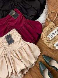 【S3362】【网站福利款✨】独家爆款收腰显瘦皱褶雪纺灯笼高腰短裤 ❤️❤️【A-R3-C2】